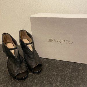 Jimmy Choo Tamali Cutout Leather and Mesh Booties